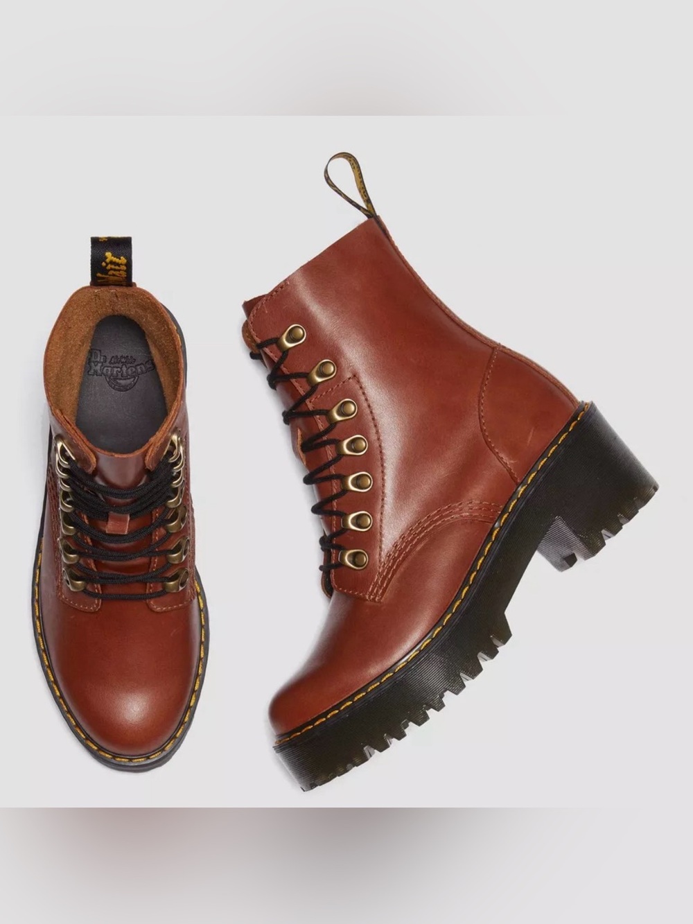 Dr. Martens Leona Farrier Leather Heeled Boots | Size 6